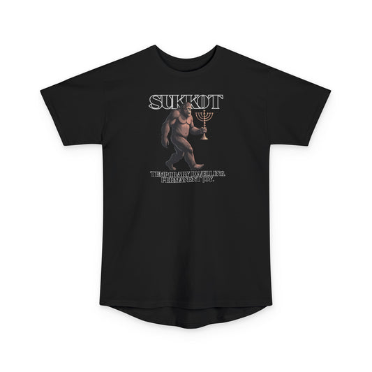 Bigfoot Sukkot Urban Tee, Long Body T-Shirt, Unisex Graphic Tee, Biblical Fall Feast Tall Size