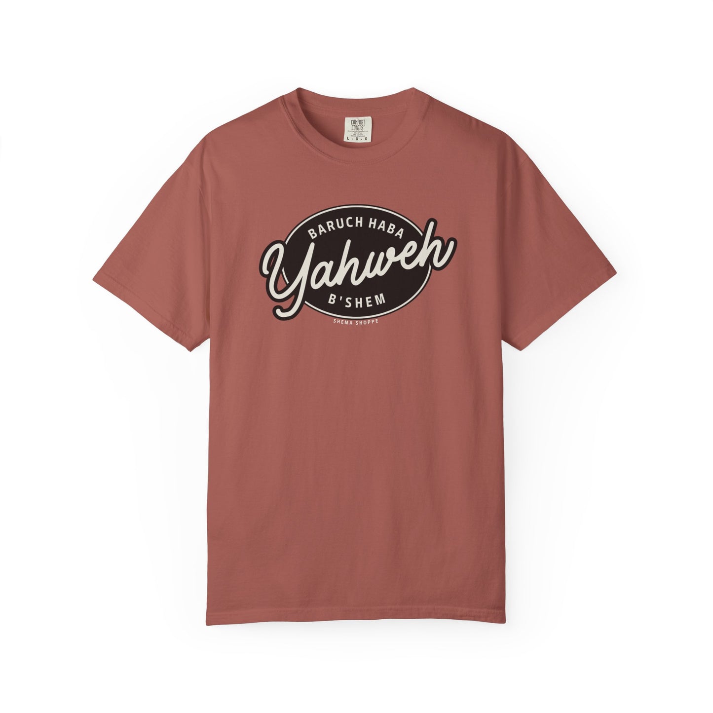 Cotton Tee Baruch Haba B'Shem Yahweh Unisex Garment-Dyed T-shirt