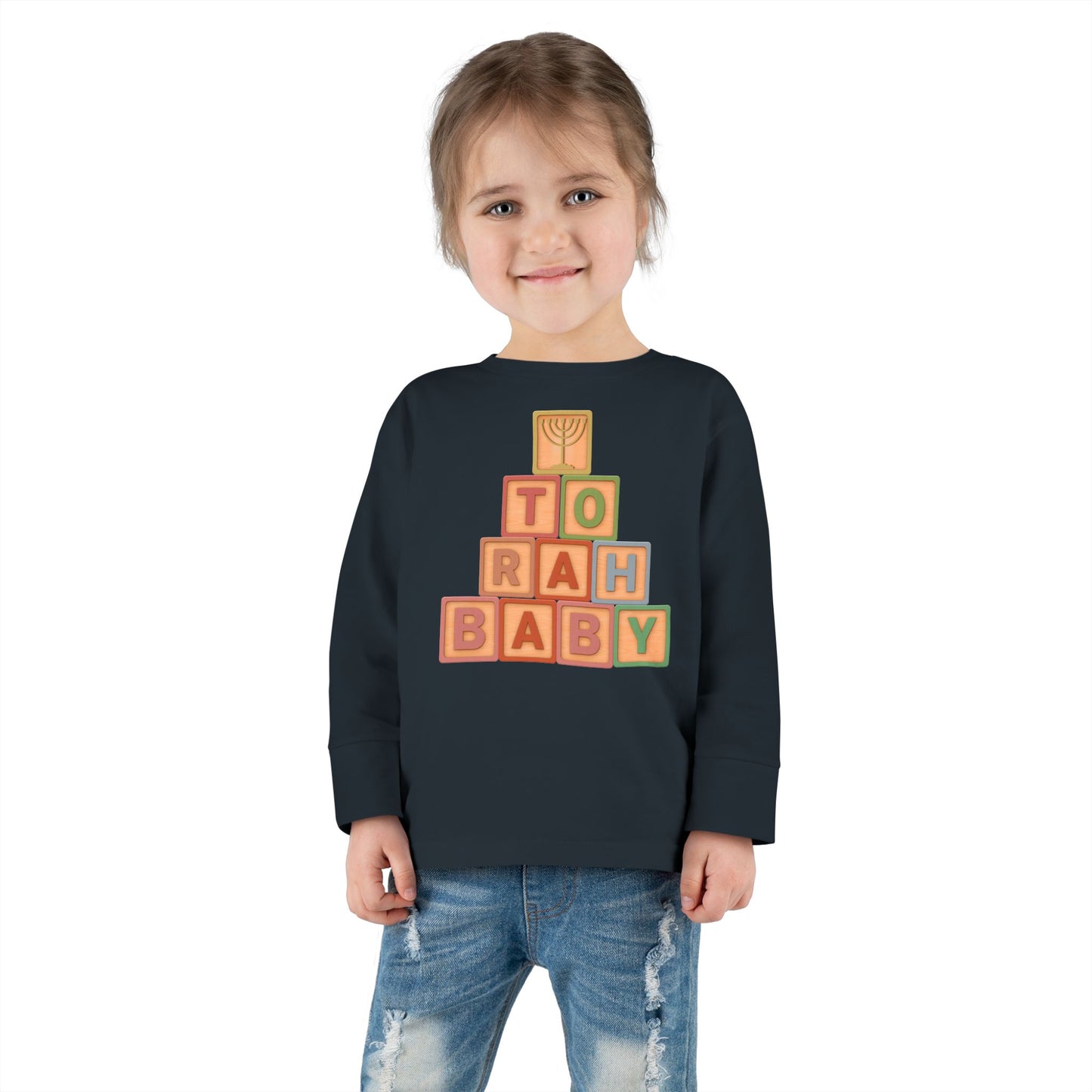 Torah Baby Menorah Blocks- Toddler Long Sleeve Tee