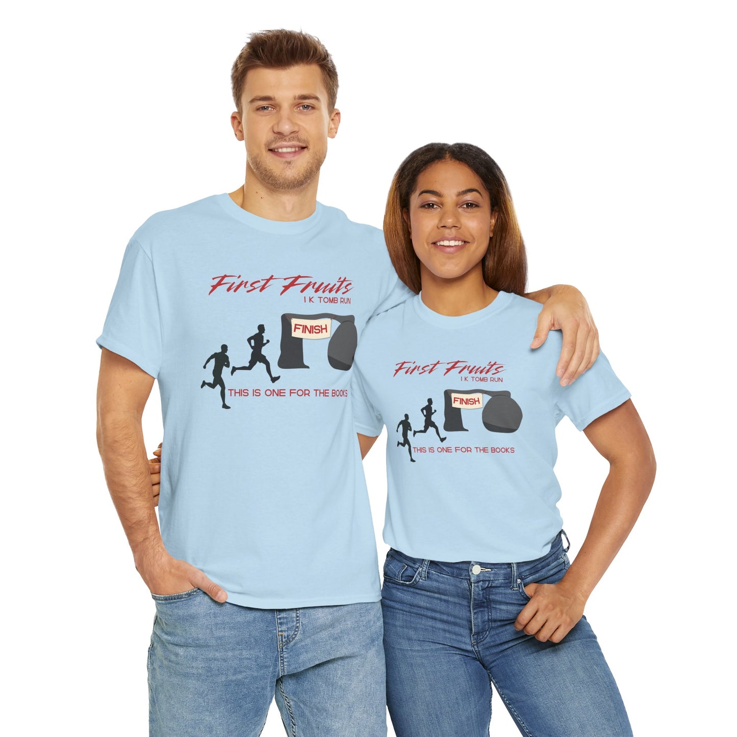 First Fruits 1k Tomb Run Unisex Tee - Funny Biblical Design