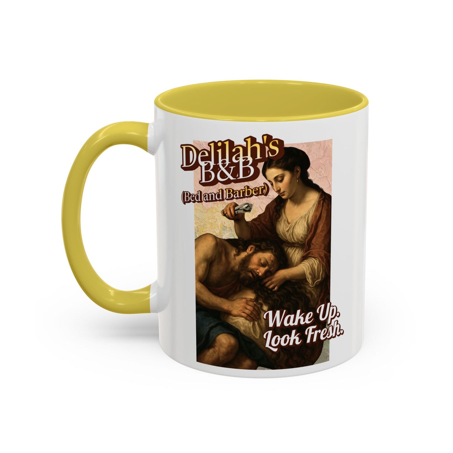Funny Vintage Sampson Delilah's B&B Coffee Mug Bible Humor