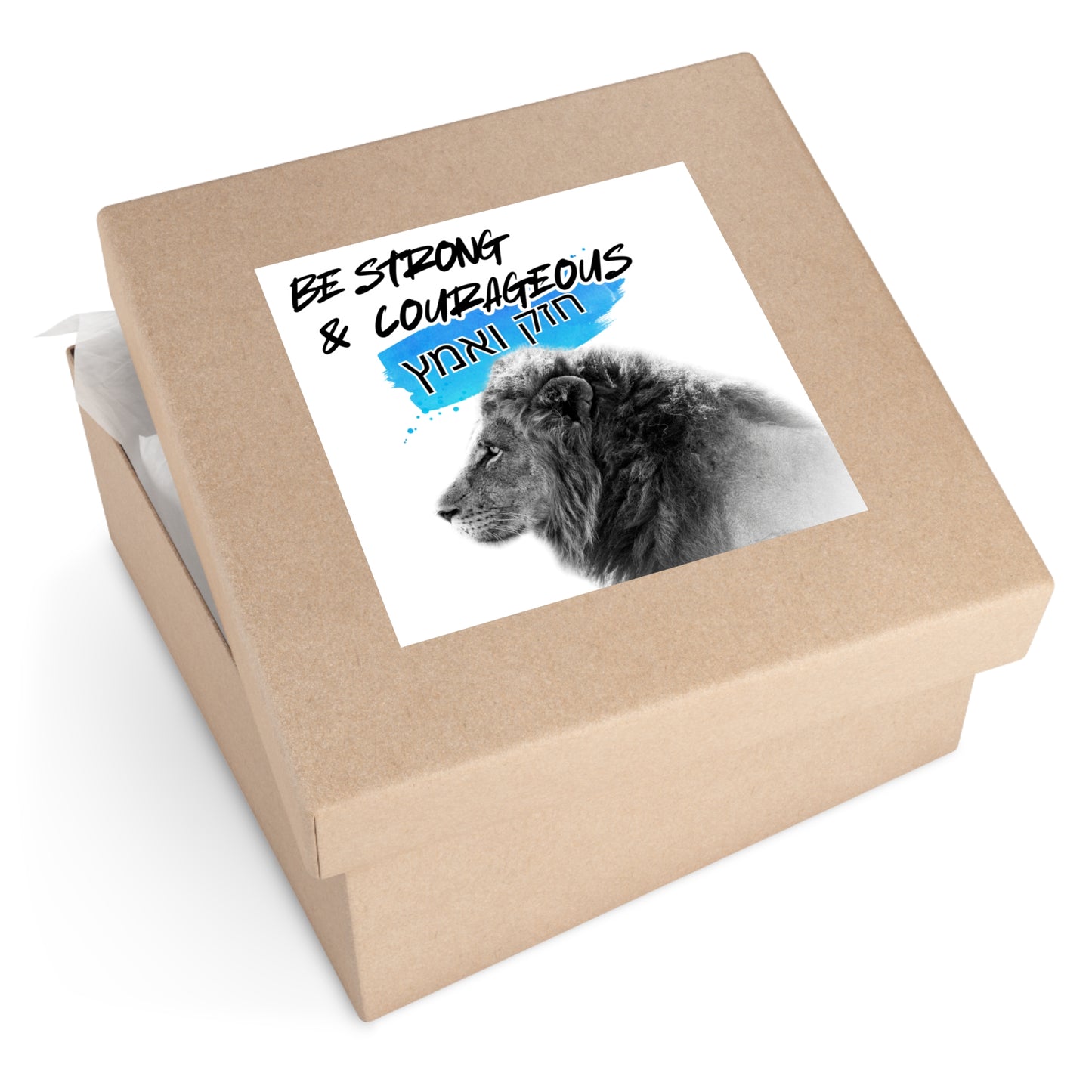 Strong and Courageous- Square Sticker, Indoor\Outdoor