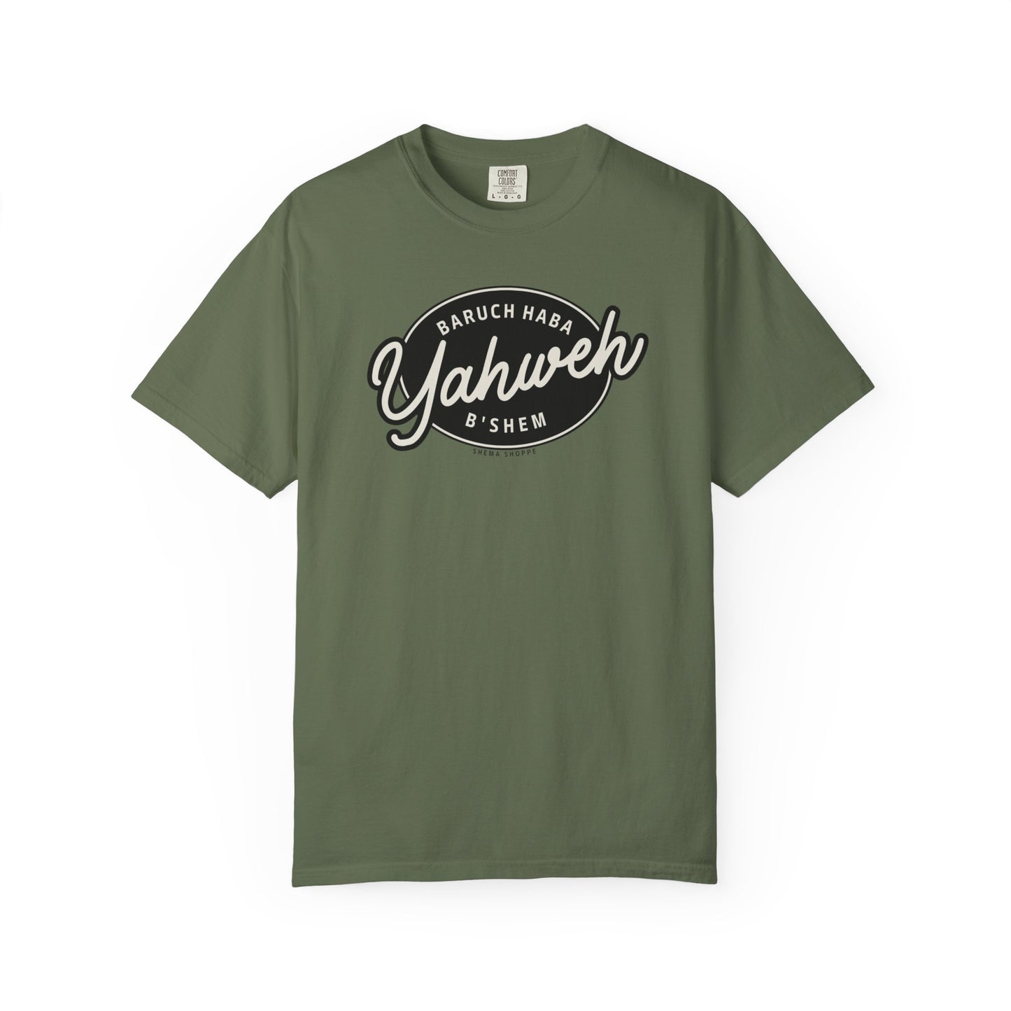 Cotton Tee Baruch Haba B'Shem Yahweh Unisex Garment-Dyed T-shirt