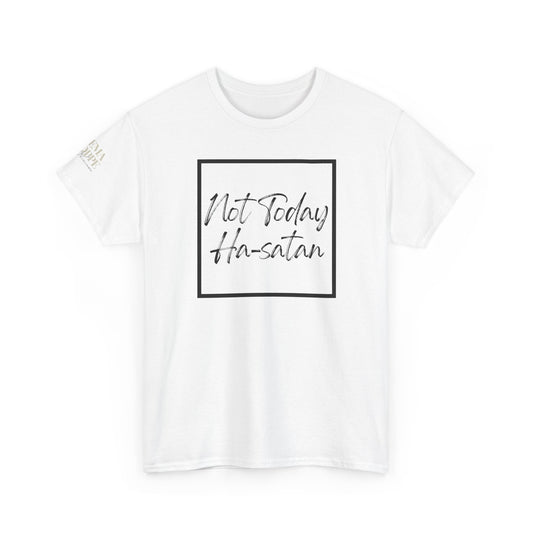 "Not Today Ha-satan" Cotton Tee Minimal Script Graphic Tee