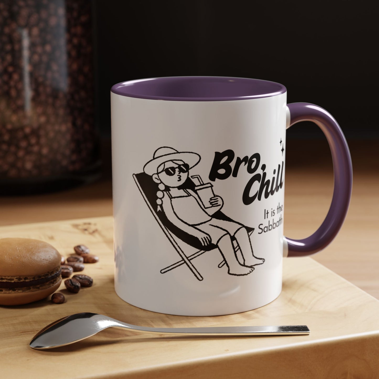 Bro, Chill Shabbat Themed Accent Coffee Mug, Relaxation Gift, Coffee Lover Gift, Cute Mug for Friends, Fun Coffee Cup