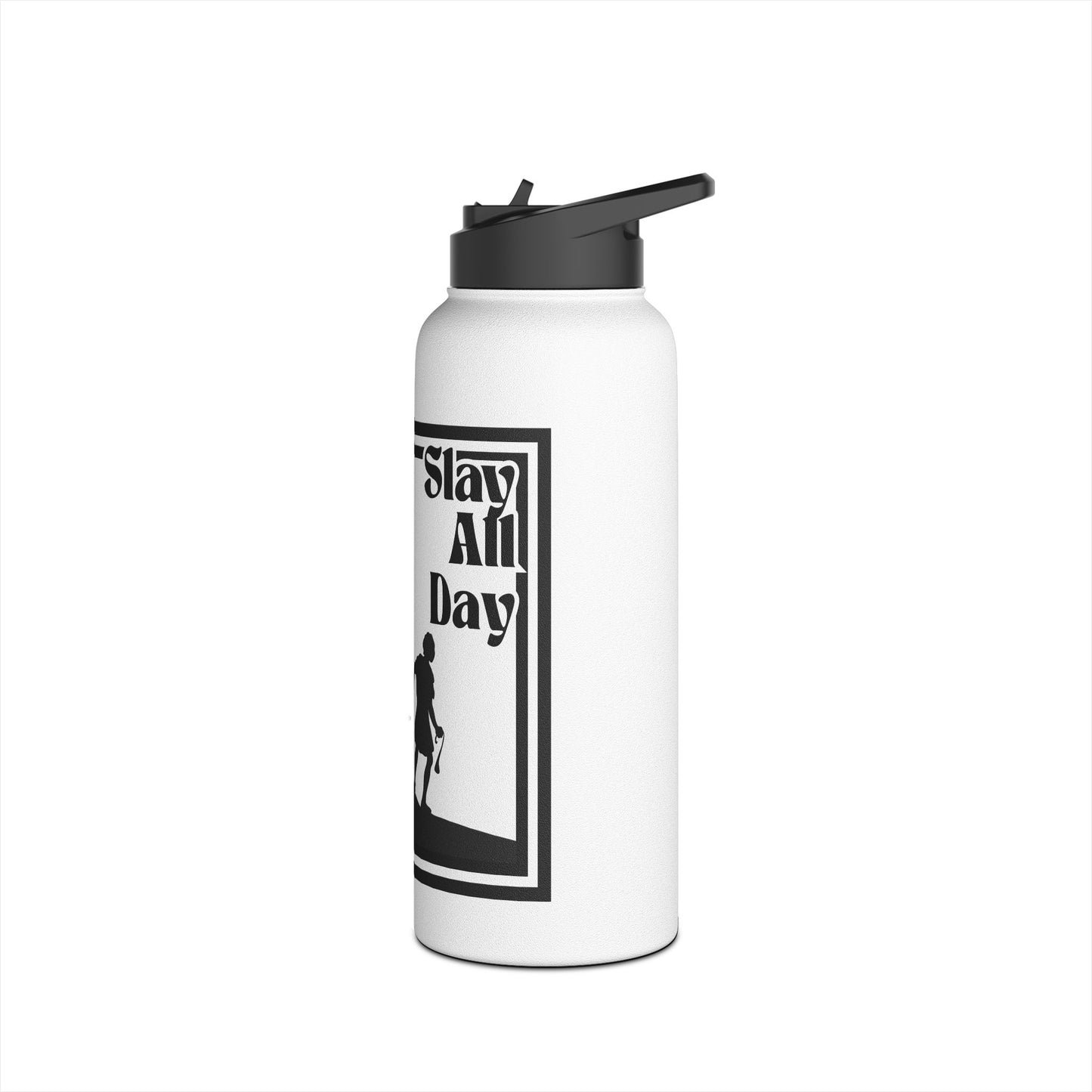Slay All Day Motivational Stainless Steel Water Bottle - "Slay All Day!" - Fitness, Gym, Outdoor, Hydration, Travel, Bible David and Goliath