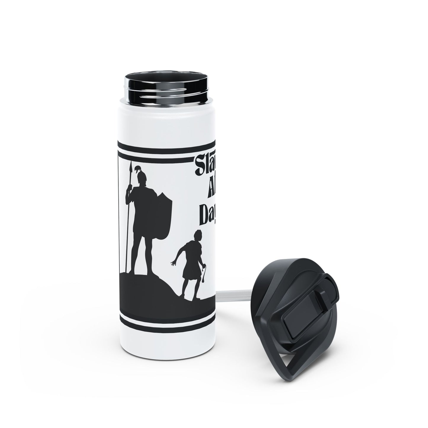 Slay All Day Motivational Stainless Steel Water Bottle - "Slay All Day!" - Fitness, Gym, Outdoor, Hydration, Travel, Bible David and Goliath