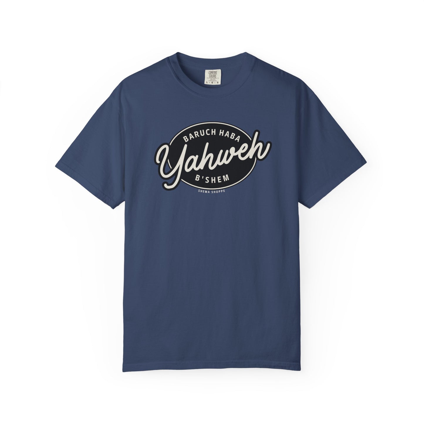Cotton Tee Baruch Haba B'Shem Yahweh Unisex Garment-Dyed T-shirt