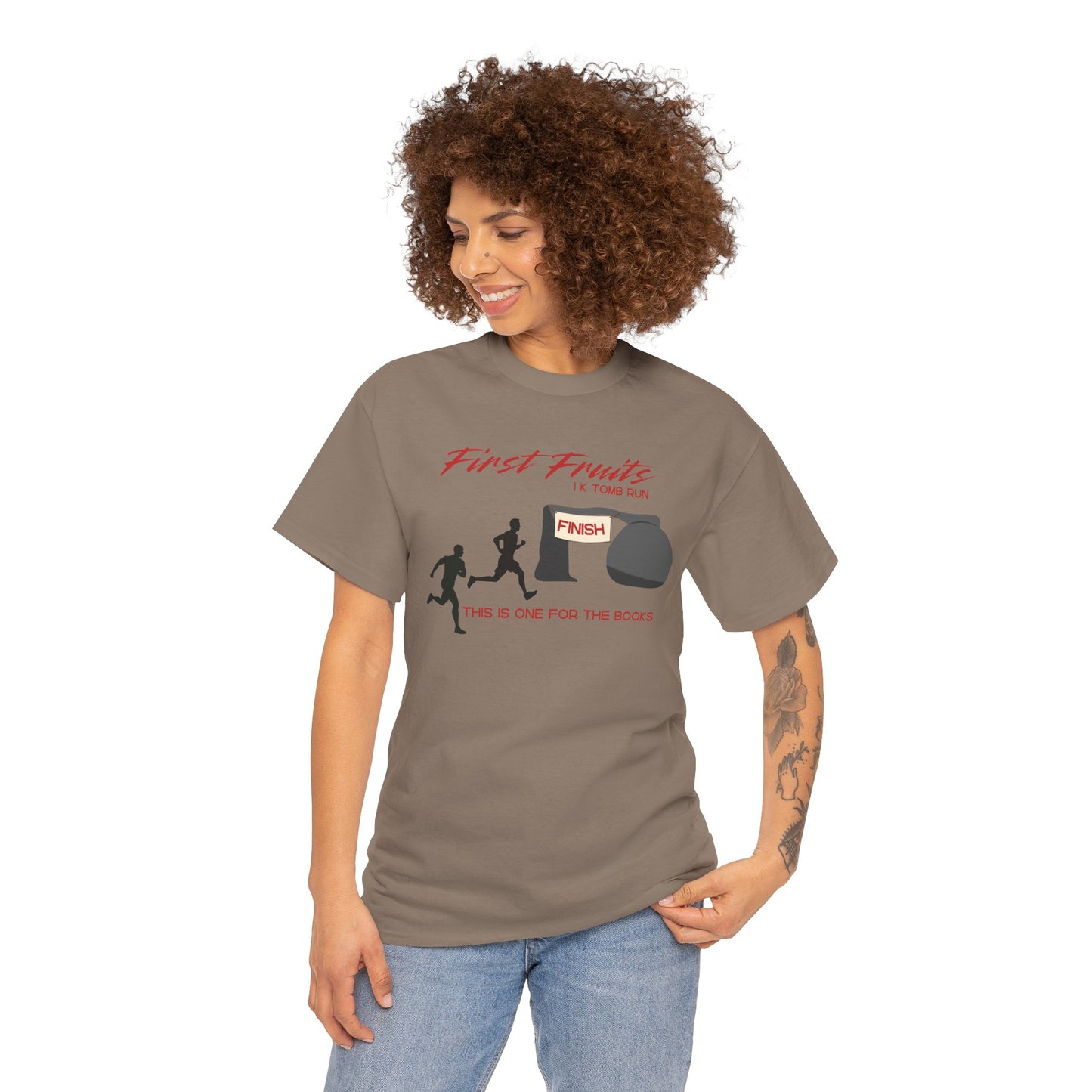 First Fruits 1k Tomb Run Unisex Tee - Funny Biblical Design