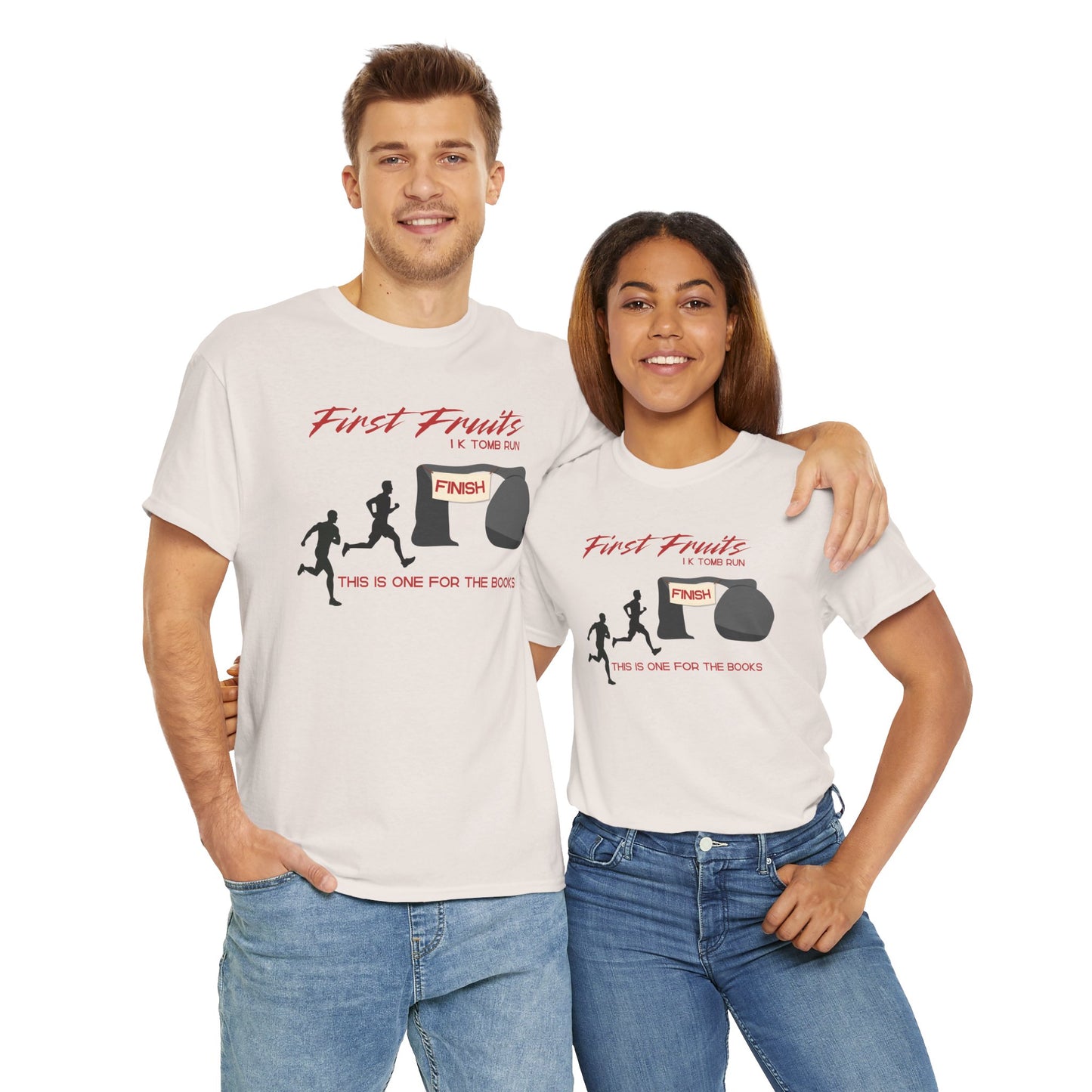 First Fruits 1k Tomb Run Unisex Tee - Funny Biblical Design