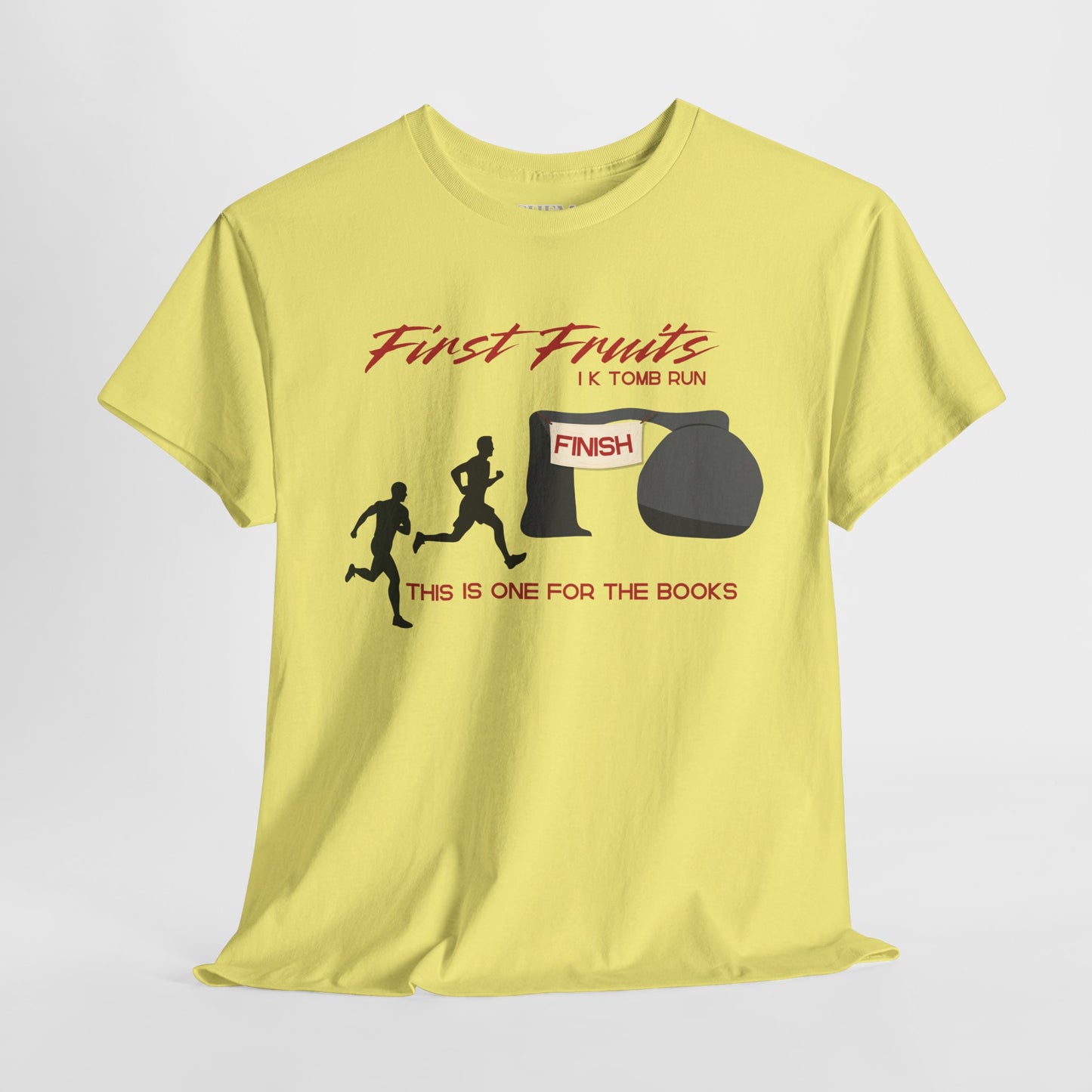 First Fruits 1k Tomb Run Unisex Tee - Funny Biblical Design
