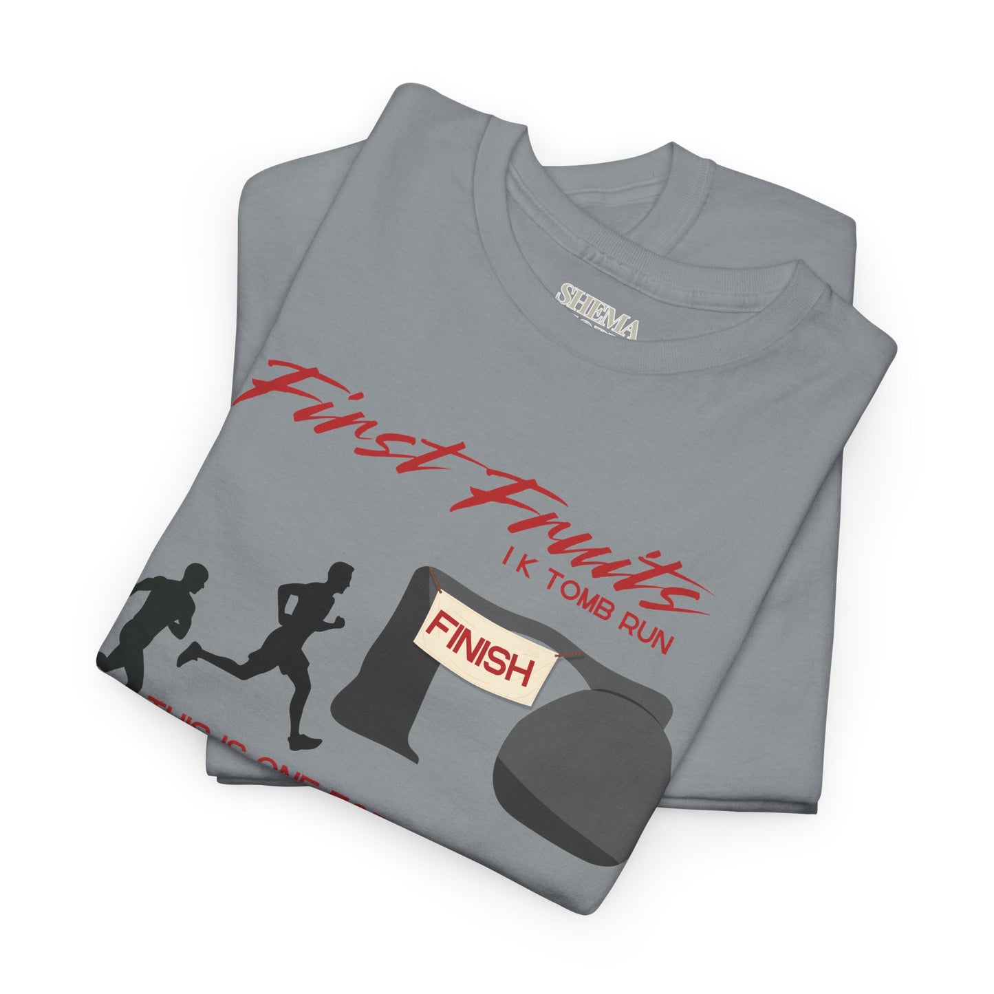 First Fruits 1k Tomb Run Unisex Tee - Funny Biblical Design