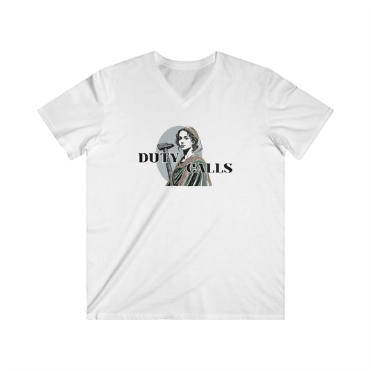 Duty Calls Fitted V-Neck Tee - Inspirational Casual Shirt