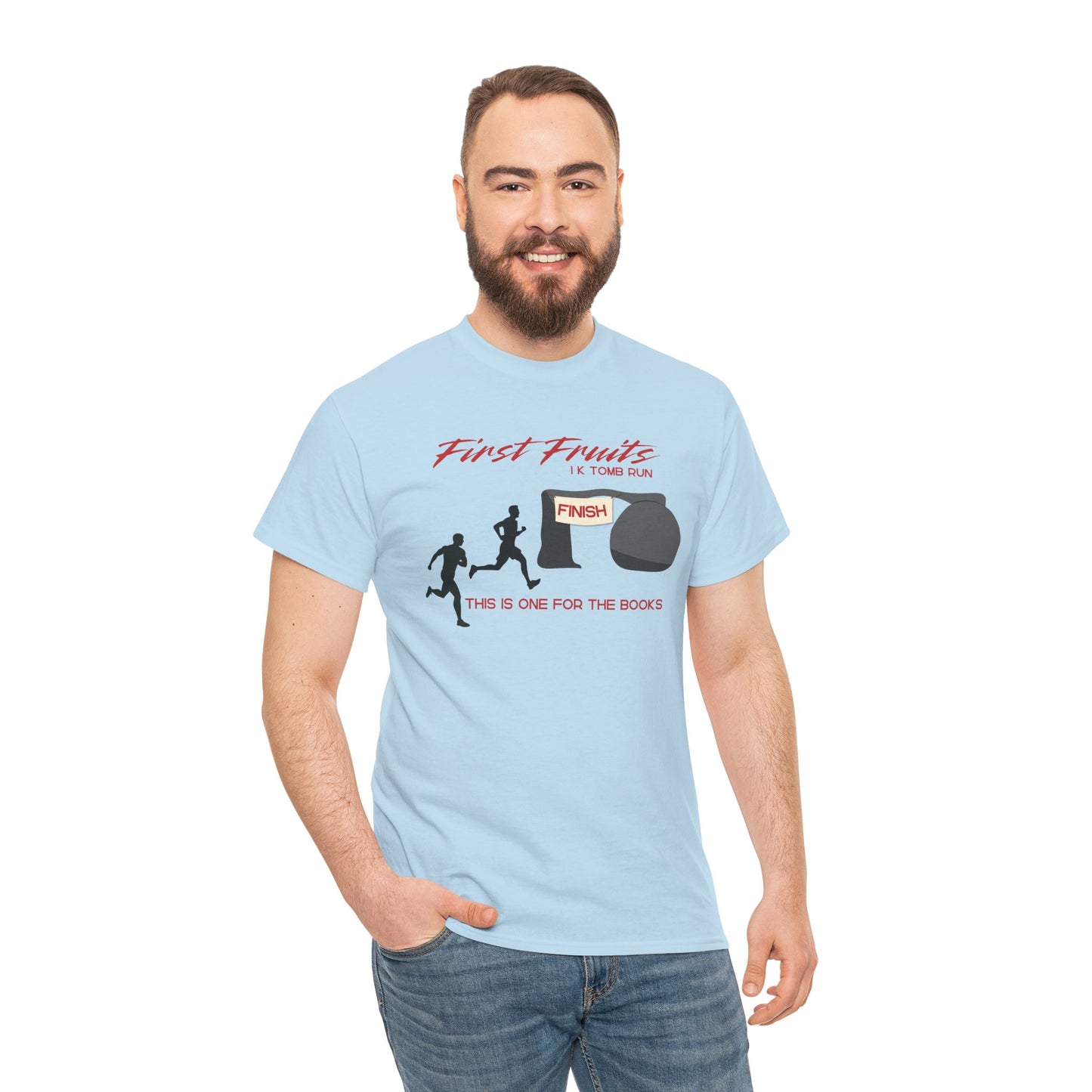 First Fruits 1k Tomb Run Unisex Tee - Funny Biblical Design