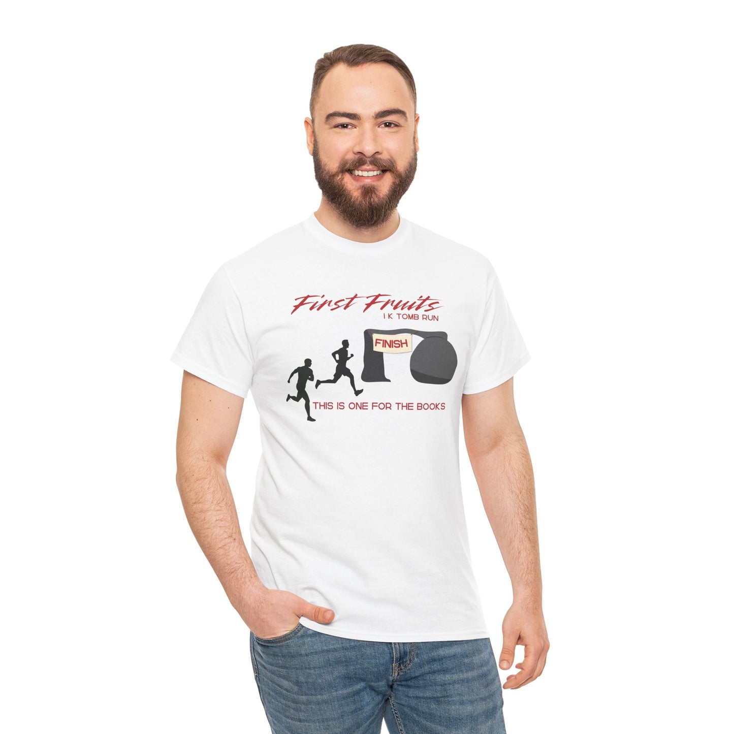 First Fruits 1k Tomb Run Unisex Tee - Funny Biblical Design
