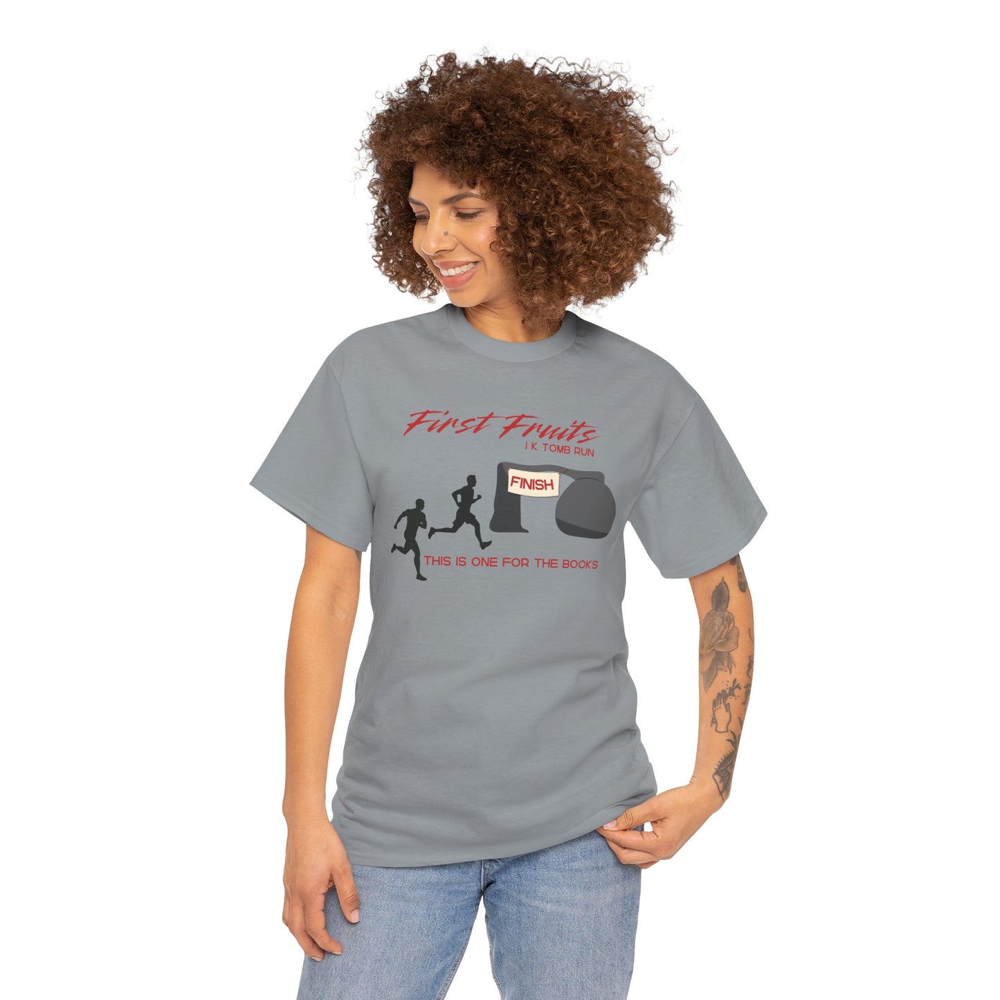 First Fruits 1k Tomb Run Unisex Tee - Funny Biblical Design