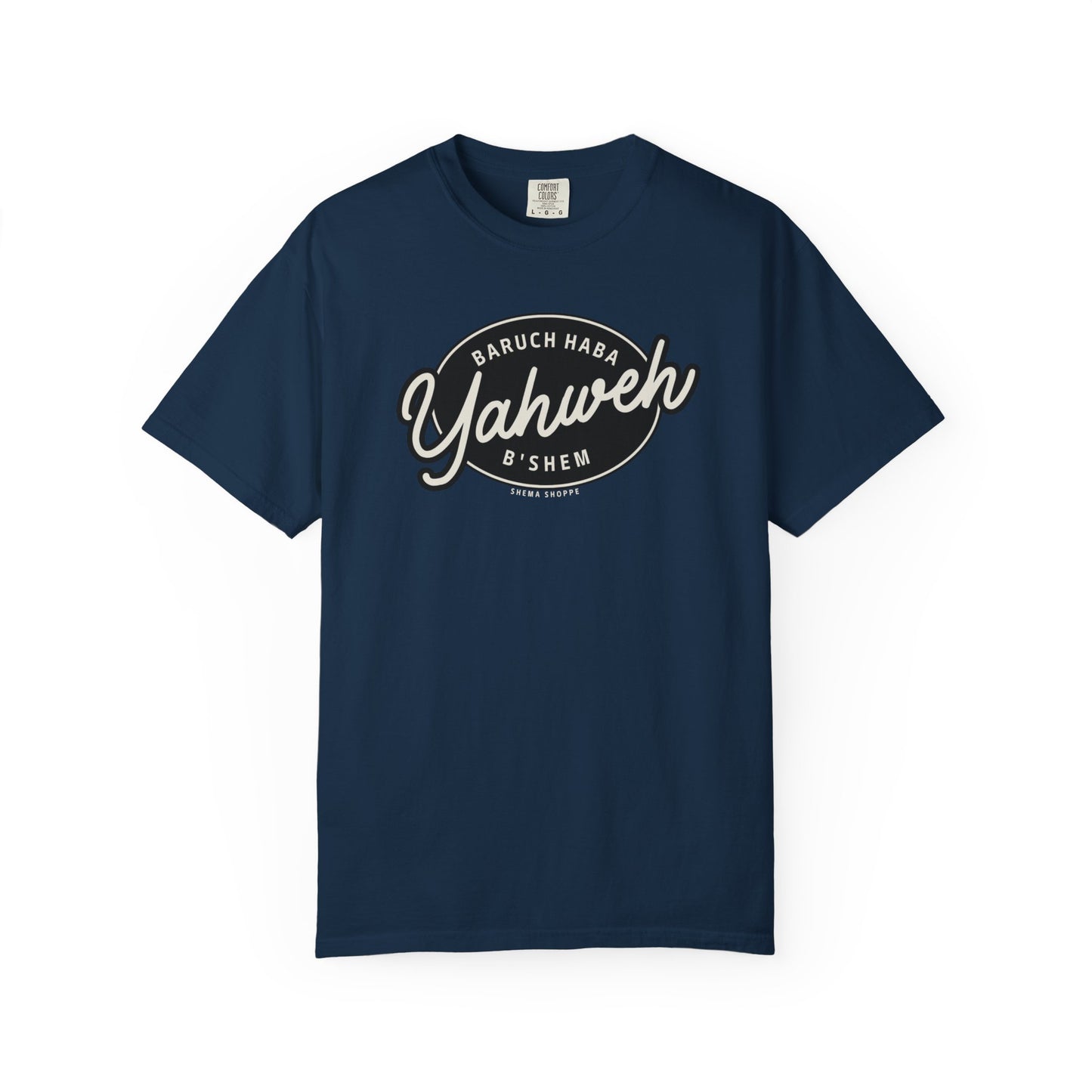 Cotton Tee Baruch Haba B'Shem Yahweh Unisex Garment-Dyed T-shirt