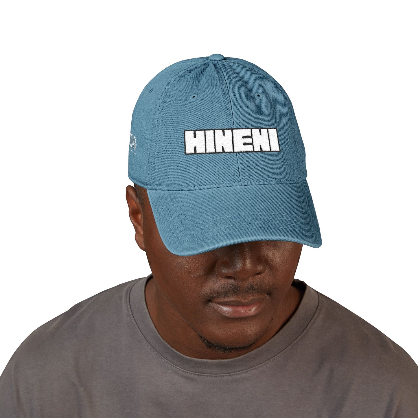 Hineni Here I Am YHWH - Bible Inspired Denim Cotton Embroidered Hat