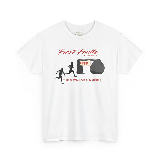 First Fruits 1k Tomb Run Unisex Tee - Funny Biblical Design