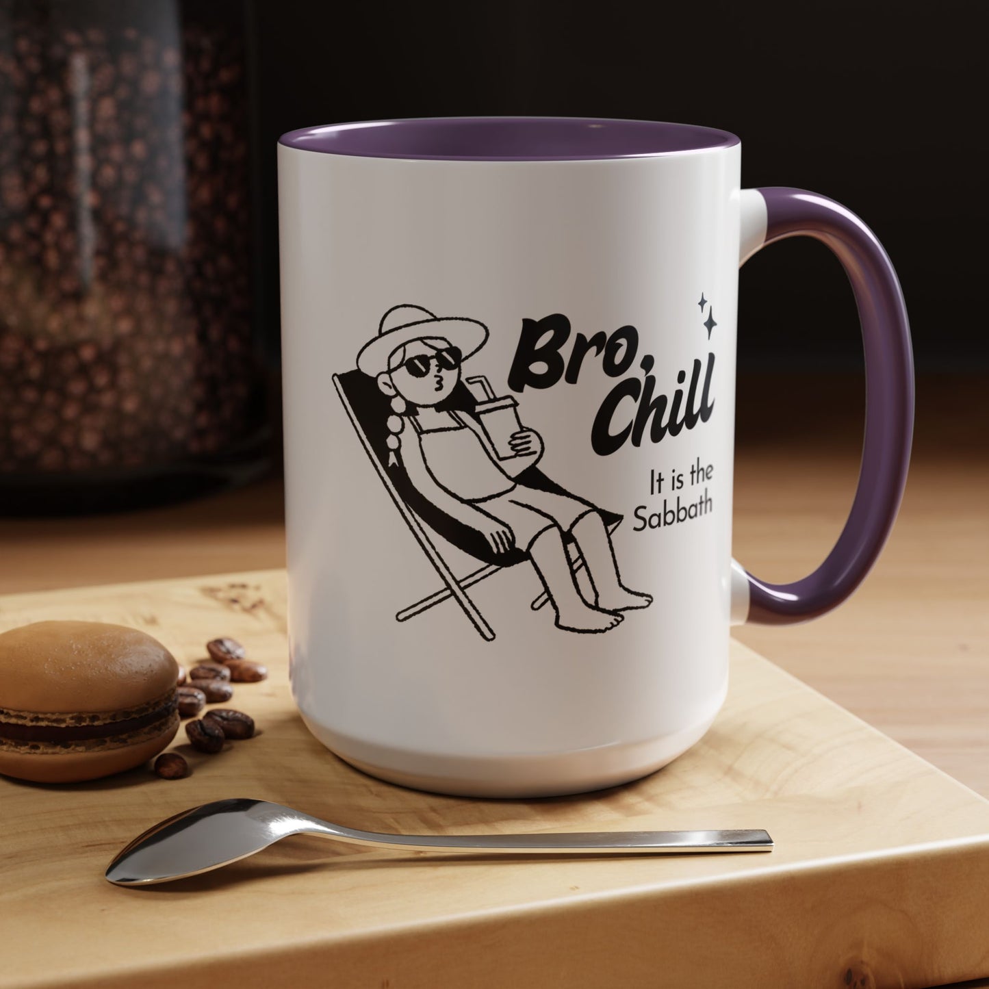 Bro, Chill Shabbat Themed Accent Coffee Mug, Relaxation Gift, Coffee Lover Gift, Cute Mug for Friends, Fun Coffee Cup