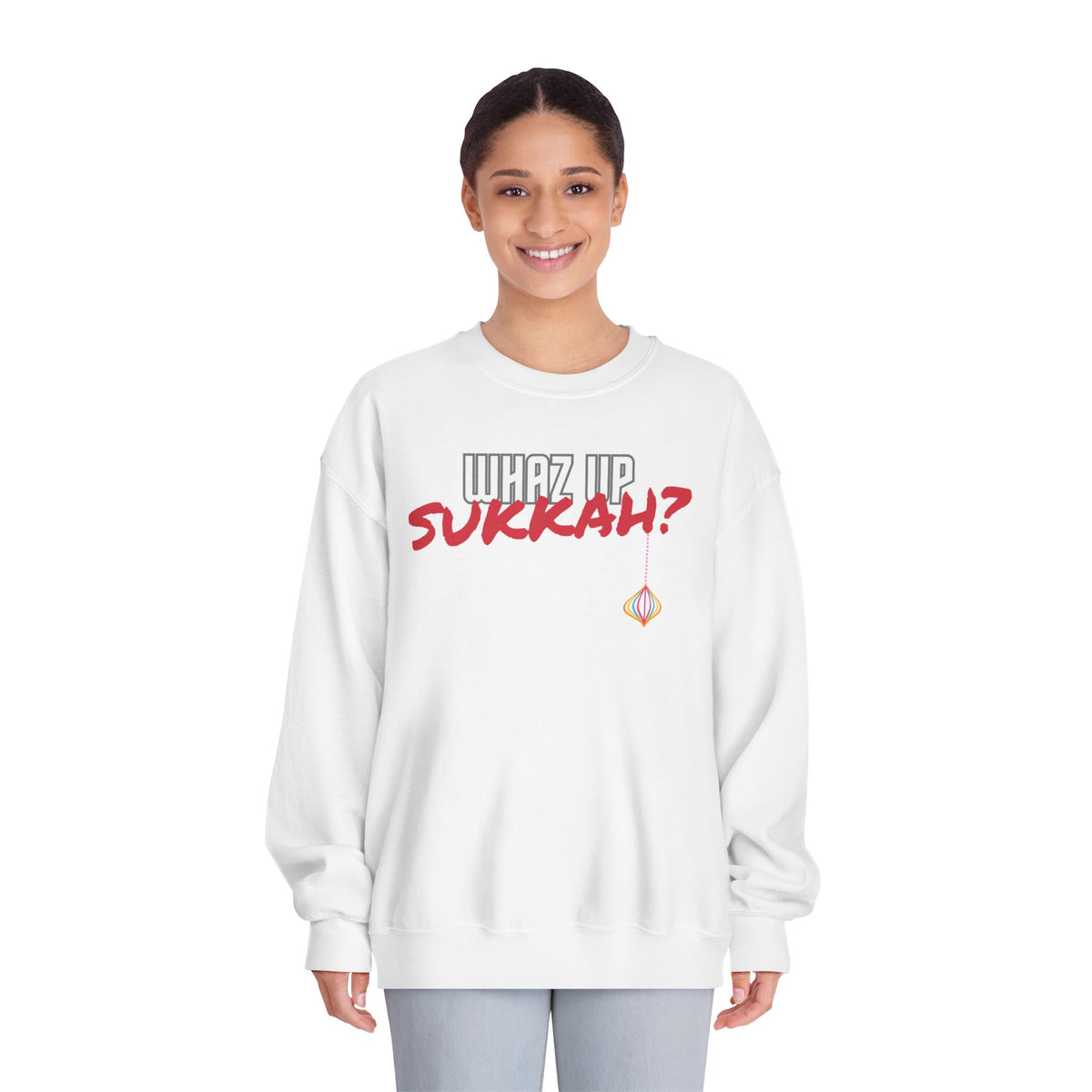 Funny Sukkot Sweater Unisex Sweatshirt "What Up Sukkah"