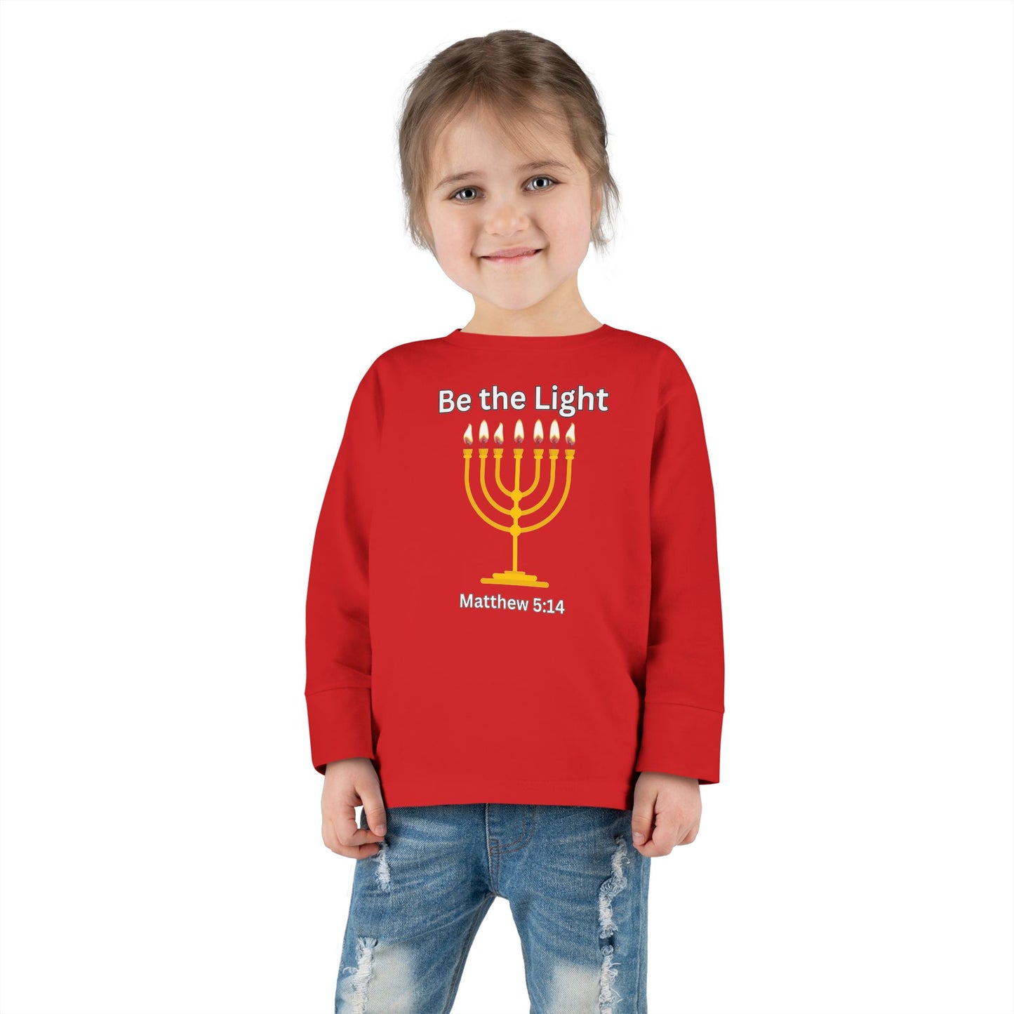 Be the Light Menorah Toddler Long Sleeve Tee
