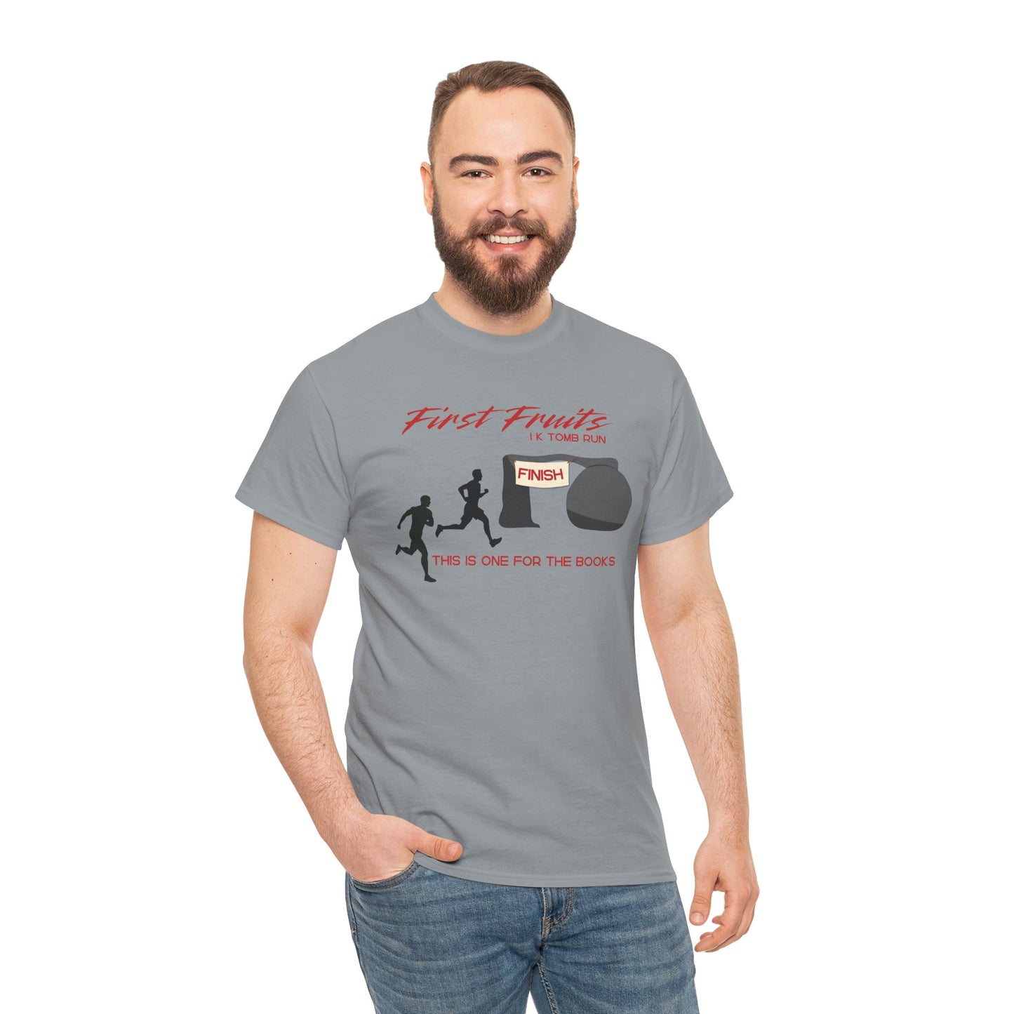 First Fruits 1k Tomb Run Unisex Tee - Funny Biblical Design