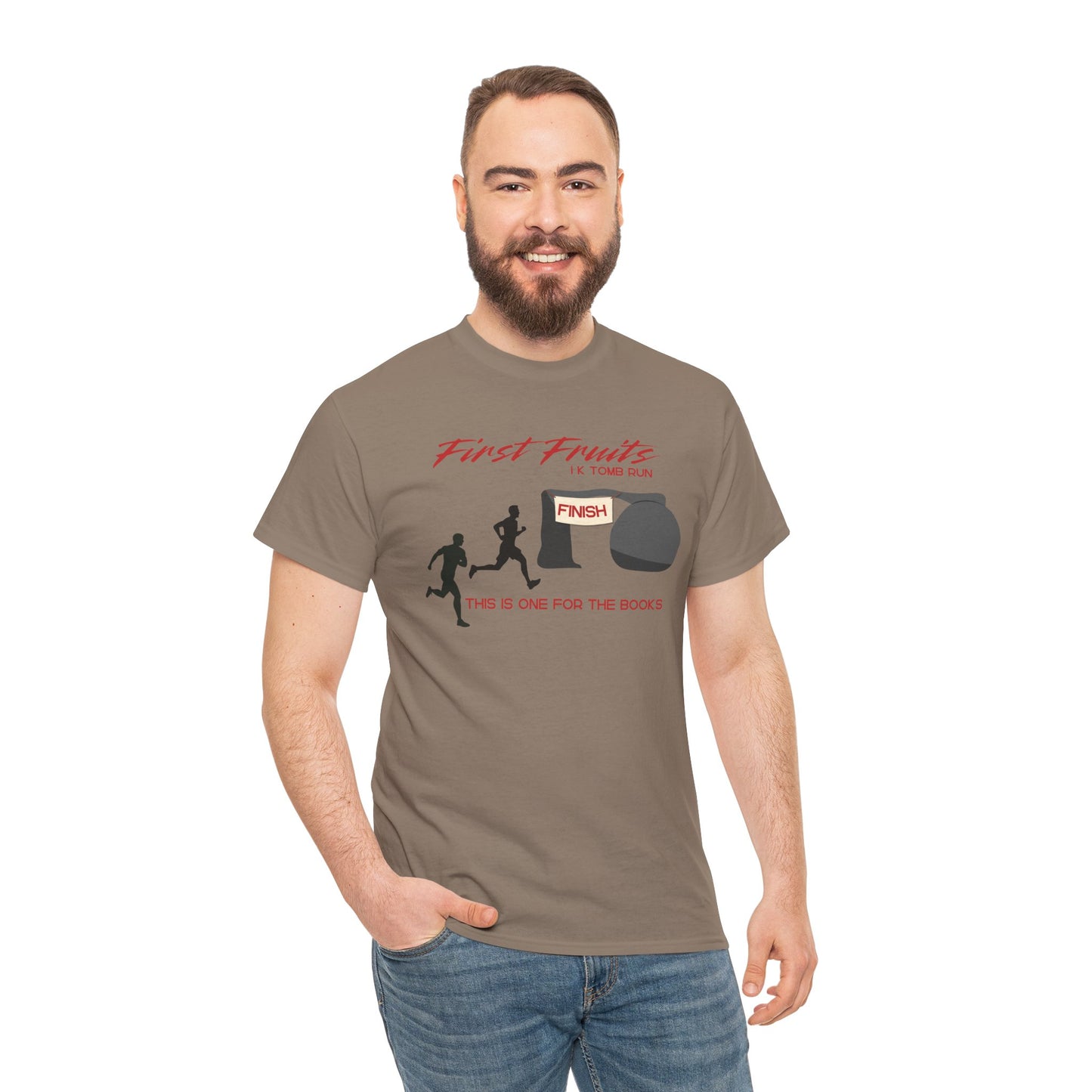 First Fruits 1k Tomb Run Unisex Tee - Funny Biblical Design
