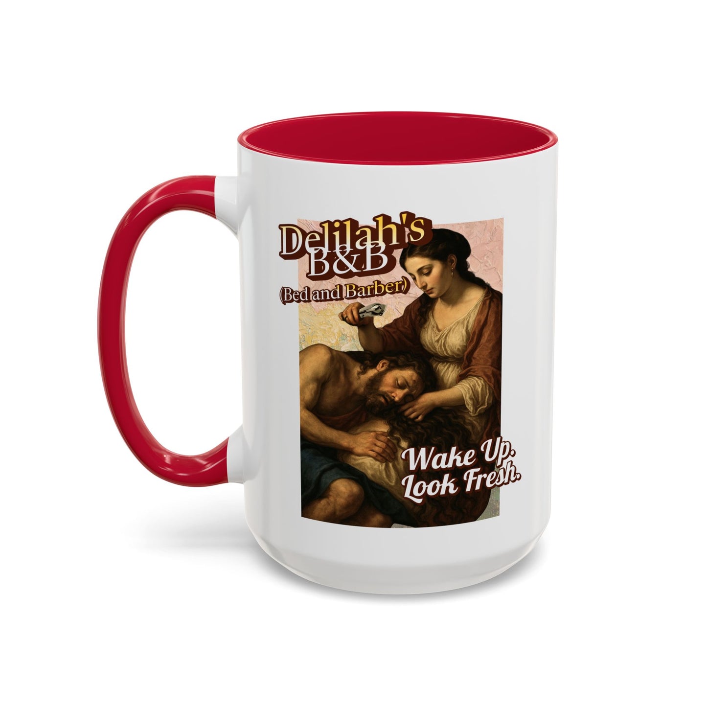 Funny Vintage Sampson Delilah's B&B Coffee Mug Bible Humor
