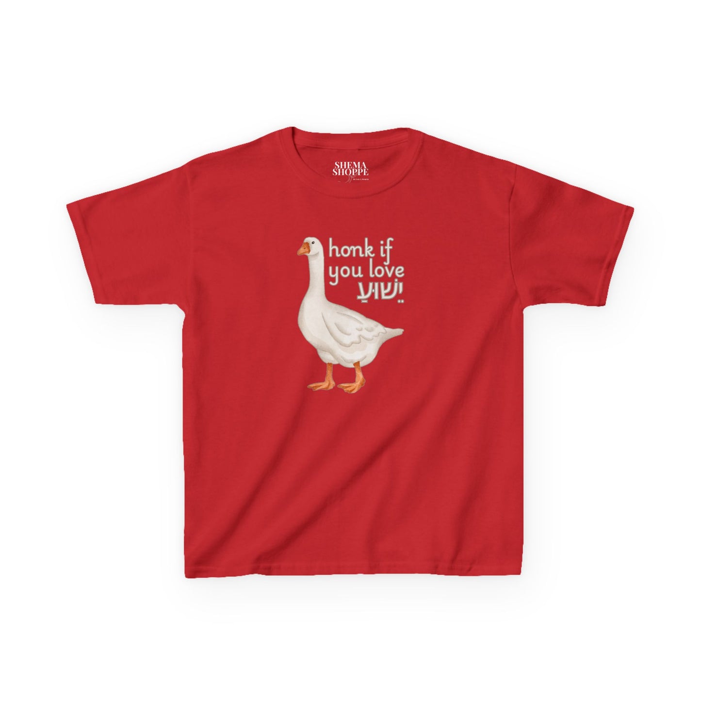 Kids Tee Honk if you Love Yeshua - Goose Print