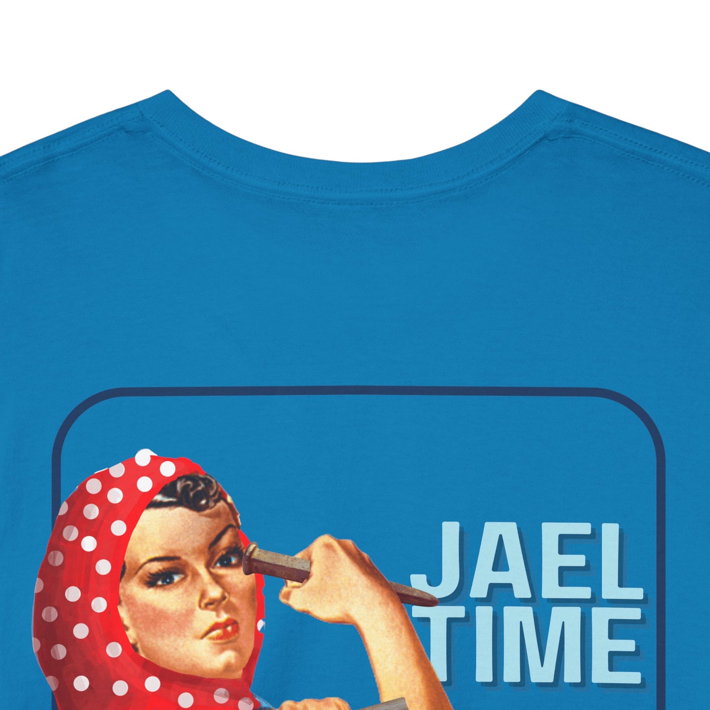 'Jael Time' Humorous Bible Story T-Shirt with Tent Peg and Hammer Design Cotton Tee