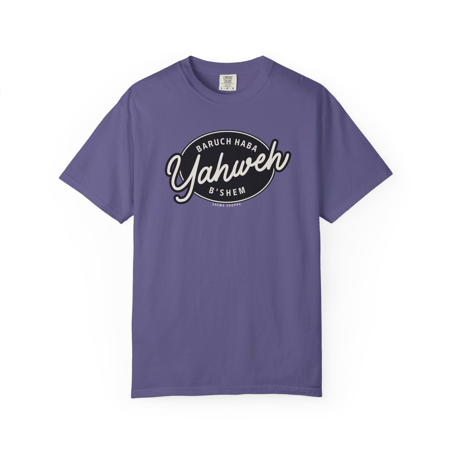 Cotton Tee Baruch Haba B'Shem Yahweh Unisex Garment-Dyed T-shirt
