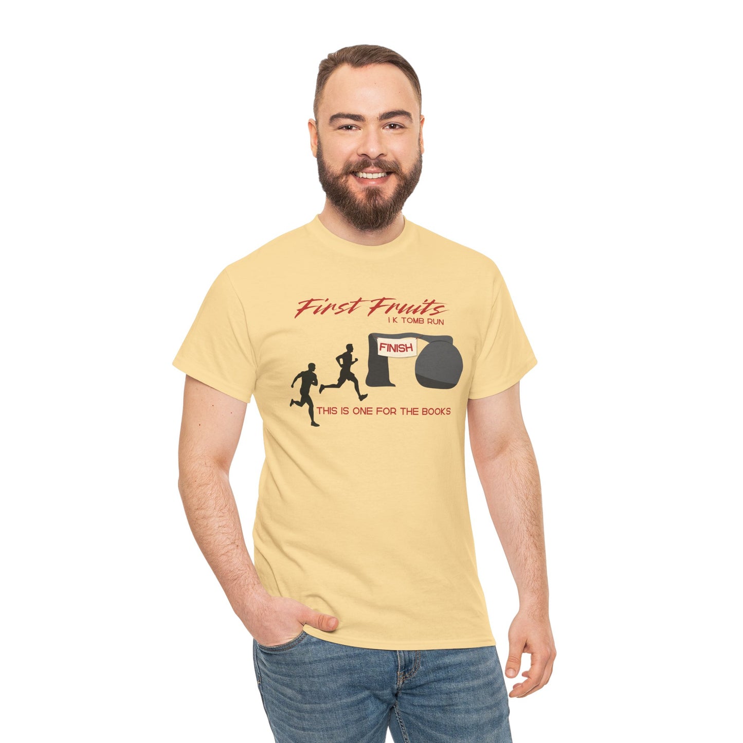 First Fruits 1k Tomb Run Unisex Tee - Funny Biblical Design
