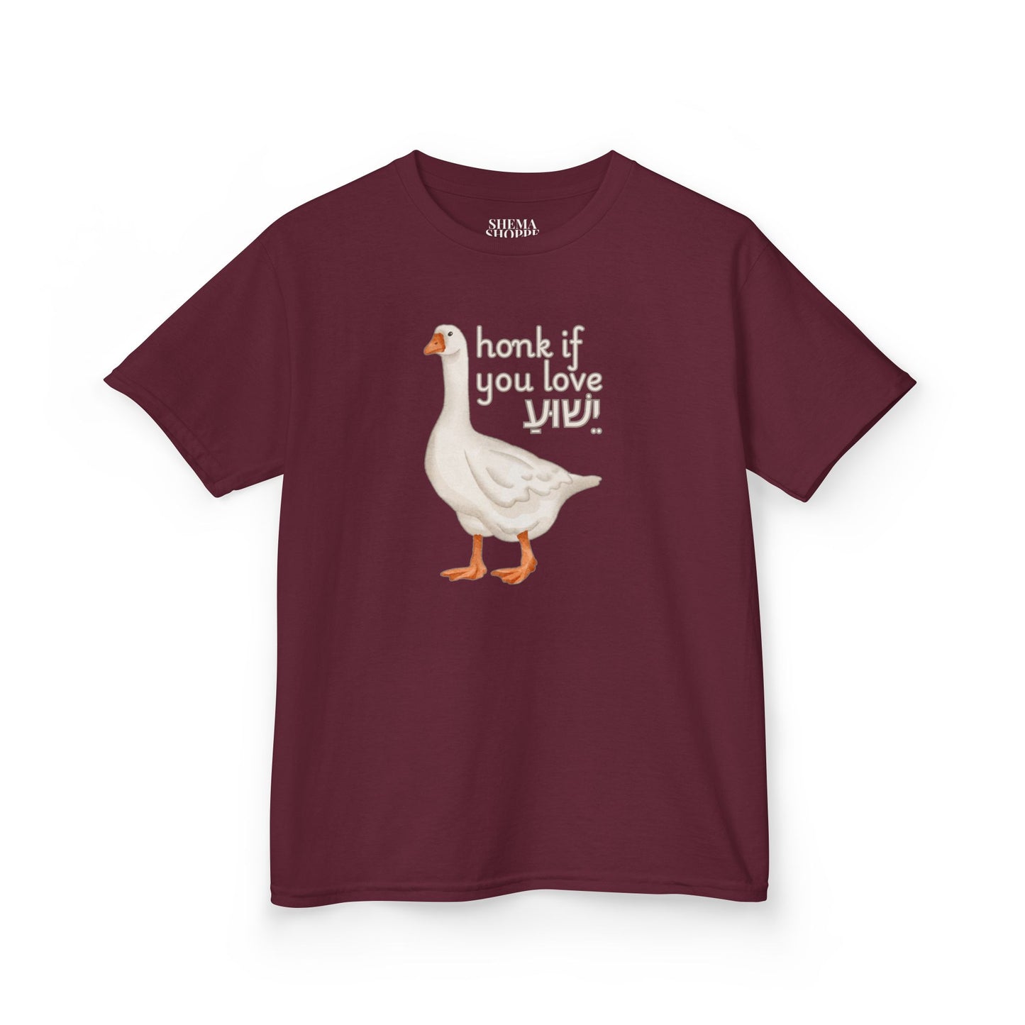Kids Tee Honk if you Love Yeshua - Goose Print