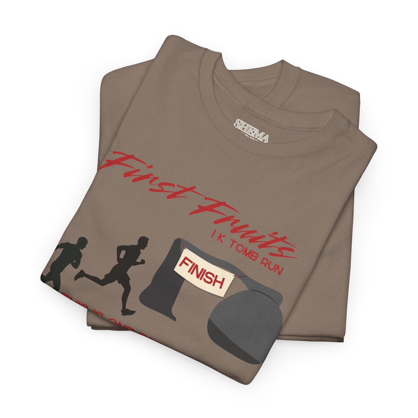 First Fruits 1k Tomb Run Unisex Tee - Funny Biblical Design