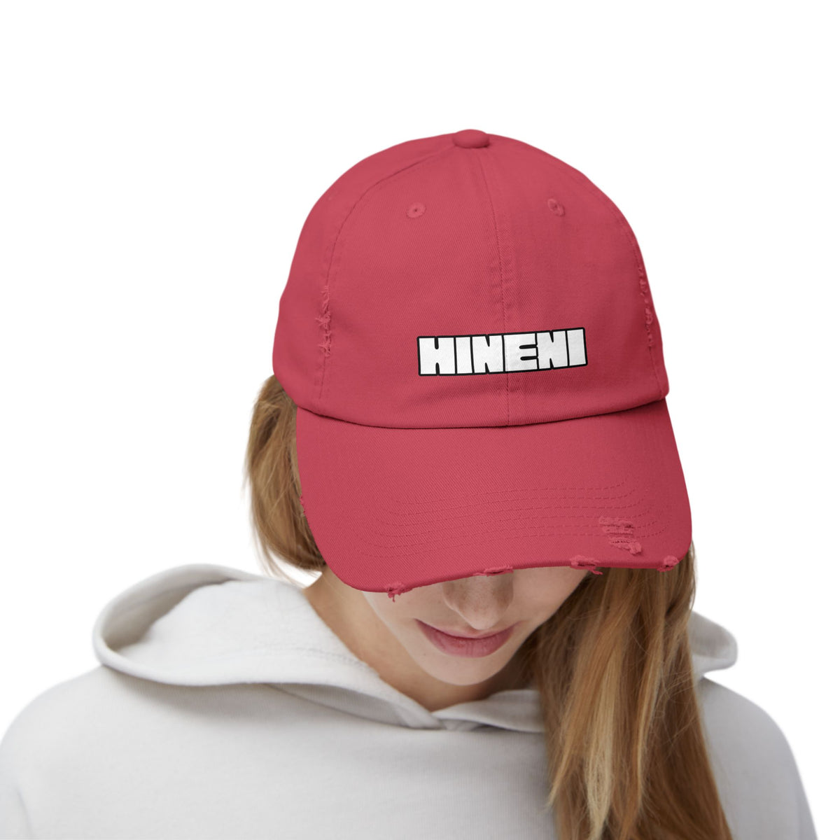 Hineni (Hebrew for "here I am") Distressed Cap with 'Hineni' | Casual Streetwear Hat, Daily Accessory, Gift for Him/Her, Trendy Cap