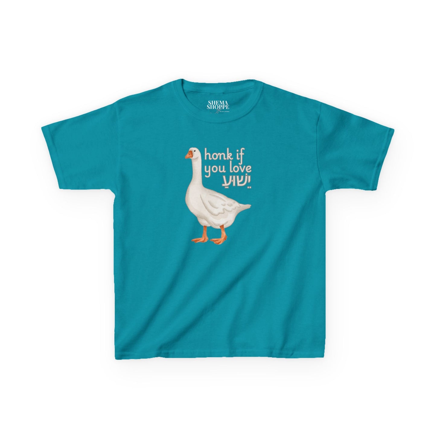 Kids Tee Honk if you Love Yeshua - Goose Print