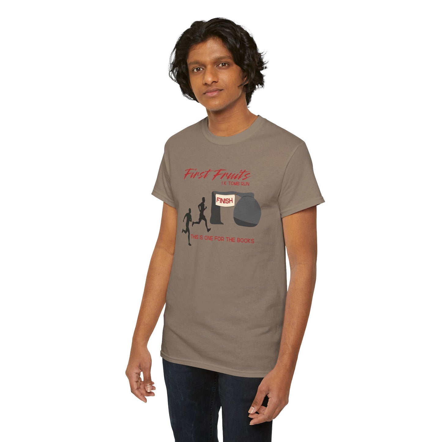 First Fruits 1k Tomb Run Unisex Tee - Funny Biblical Design