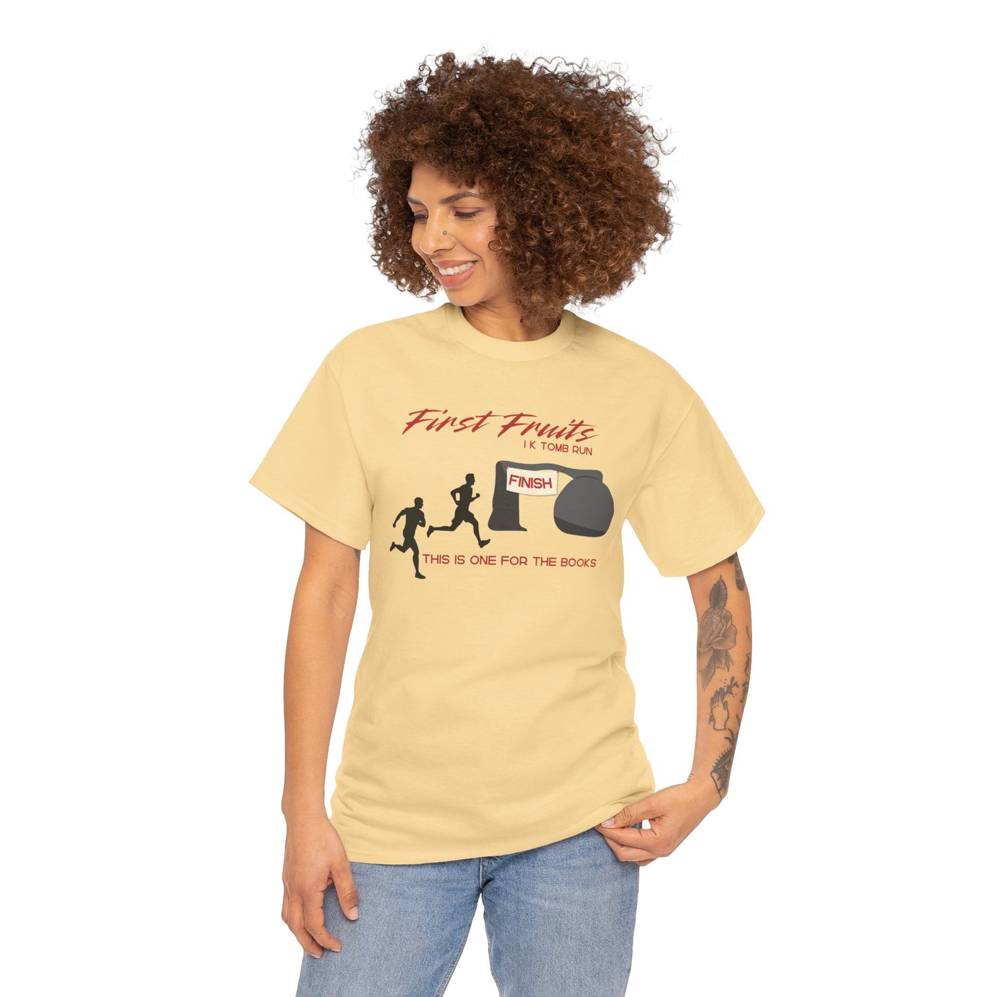 First Fruits 1k Tomb Run Unisex Tee - Funny Biblical Design
