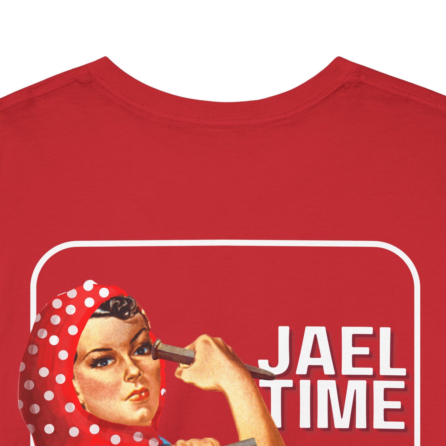 'Jael Time' Humorous Bible Story T-Shirt with Tent Peg and Hammer Design Cotton Tee