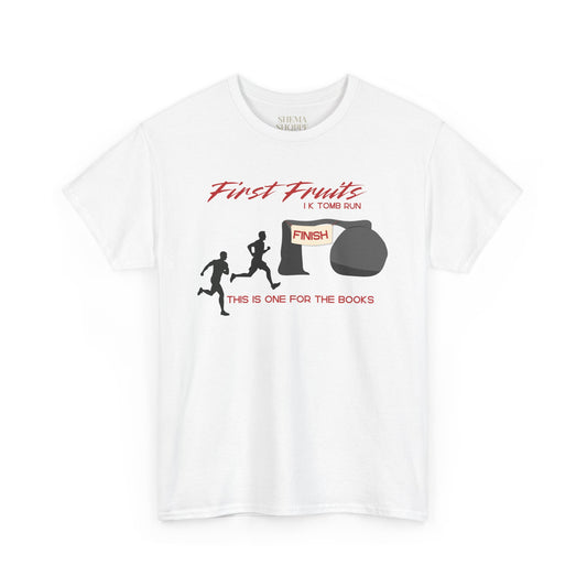 First Fruits 1k Tomb Run Unisex Tee - Funny Biblical Design