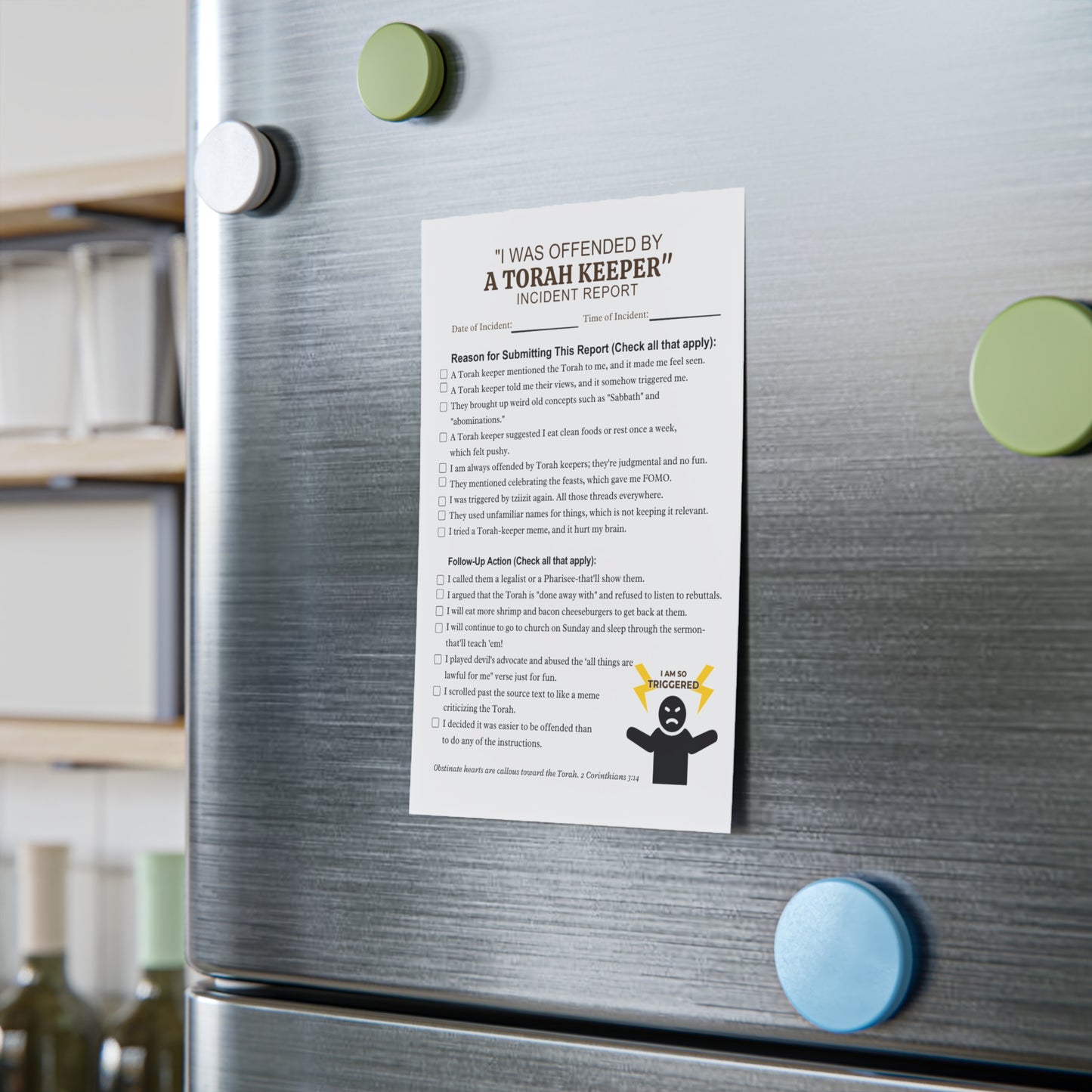Incident Report Post-it® Note Pad — "I Was Offended by a Torah Keeper" Novelty Sticky Notes