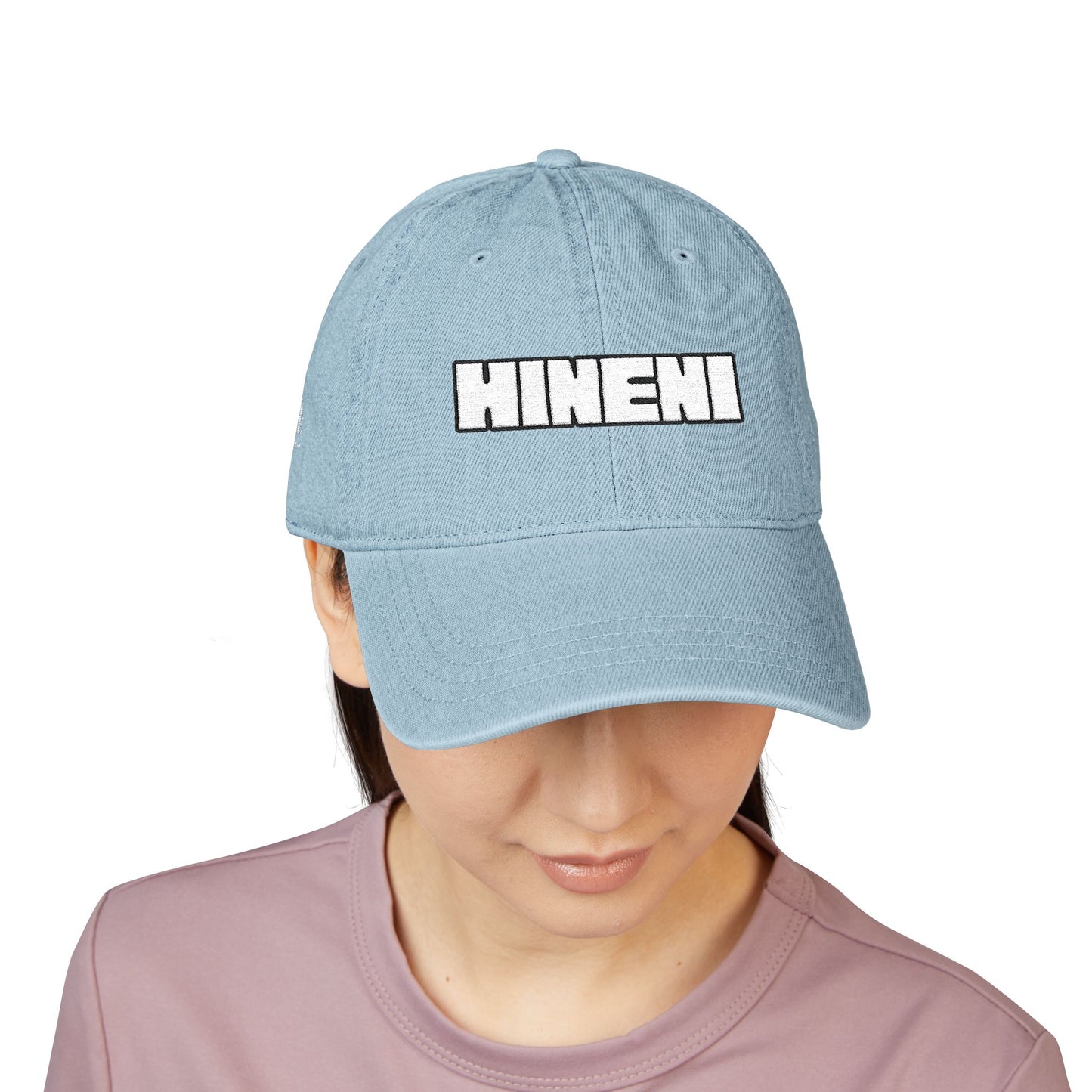 Hineni Here I Am YHWH - Bible Inspired Denim Cotton Embroidered Hat