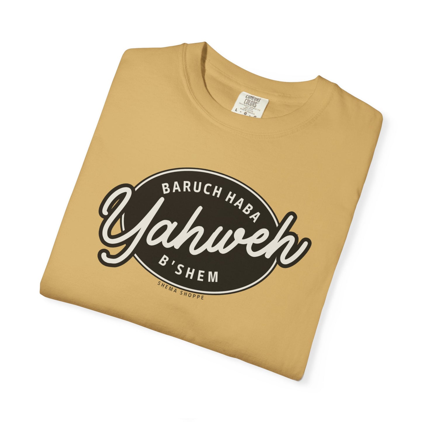 Cotton Tee Baruch Haba B'Shem Yahweh Unisex Garment-Dyed T-shirt