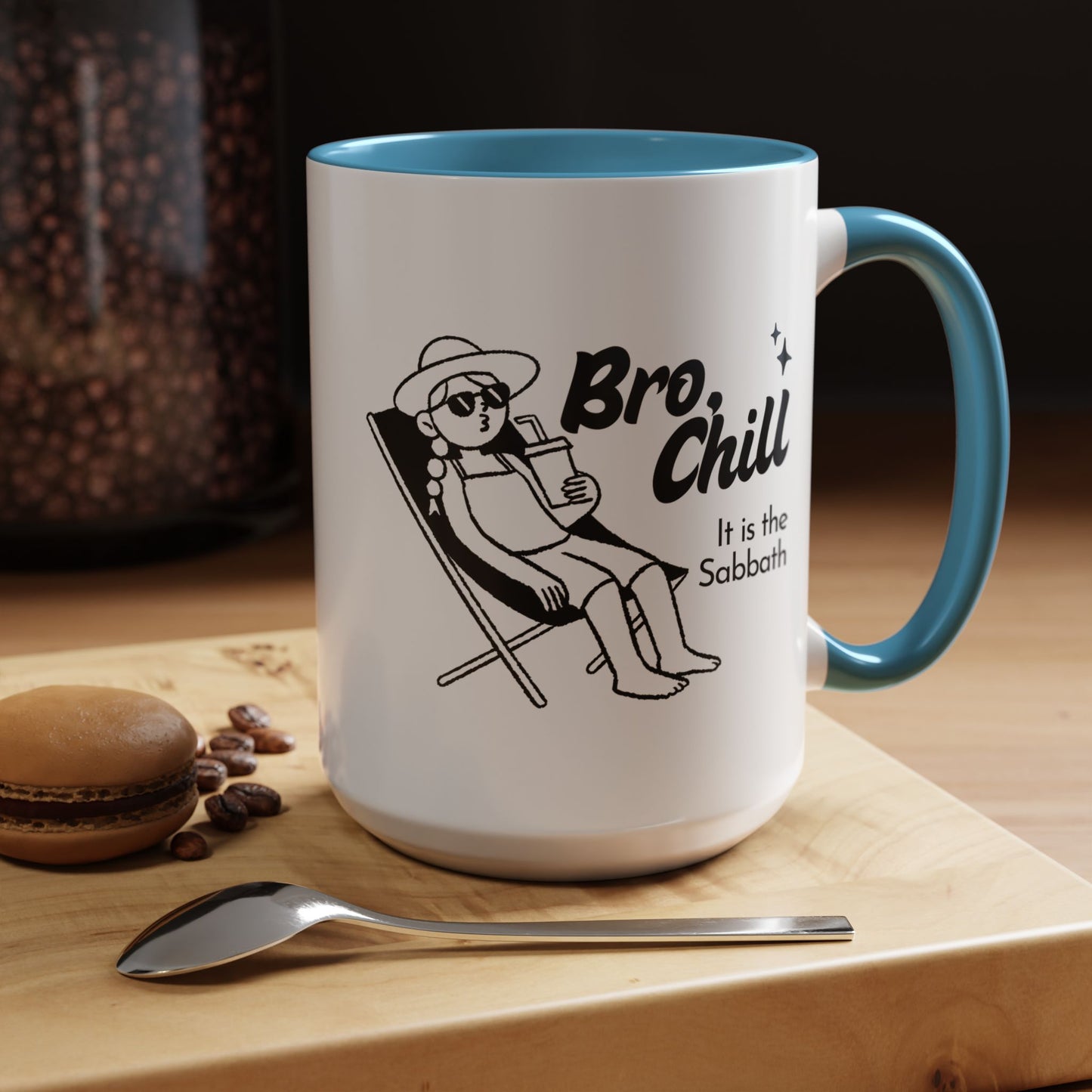 Bro, Chill Shabbat Themed Accent Coffee Mug, Relaxation Gift, Coffee Lover Gift, Cute Mug for Friends, Fun Coffee Cup