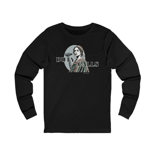Duty Calls Long Sleeve Tee — Vintage Woman Graphic