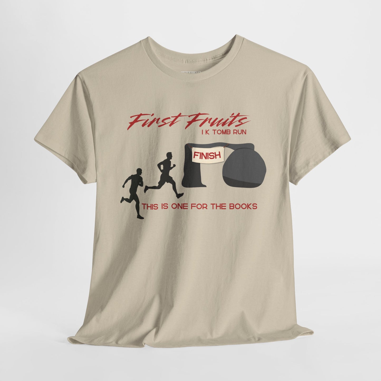 First Fruits 1k Tomb Run Unisex Tee - Funny Biblical Design