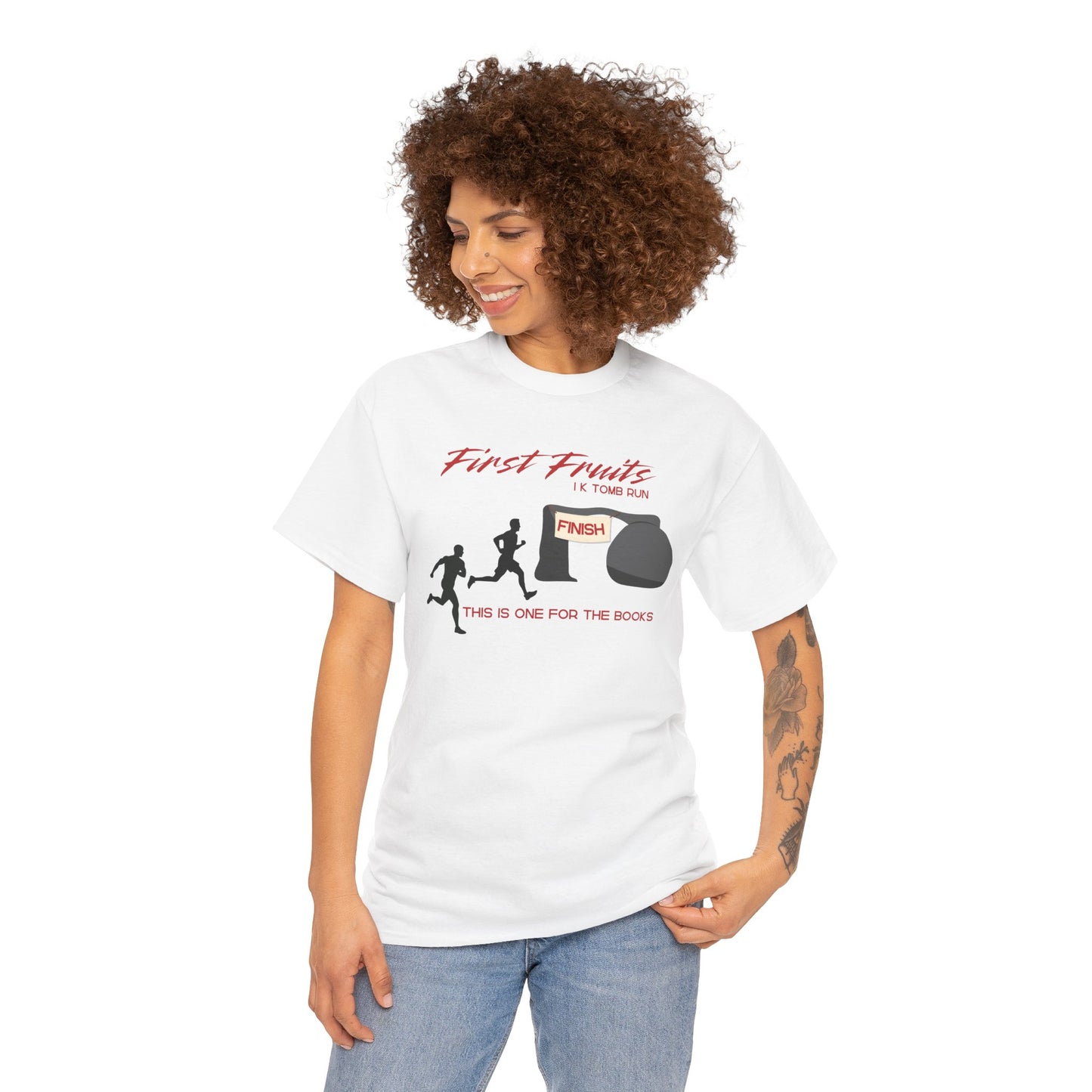 First Fruits 1k Tomb Run Unisex Tee - Funny Biblical Design
