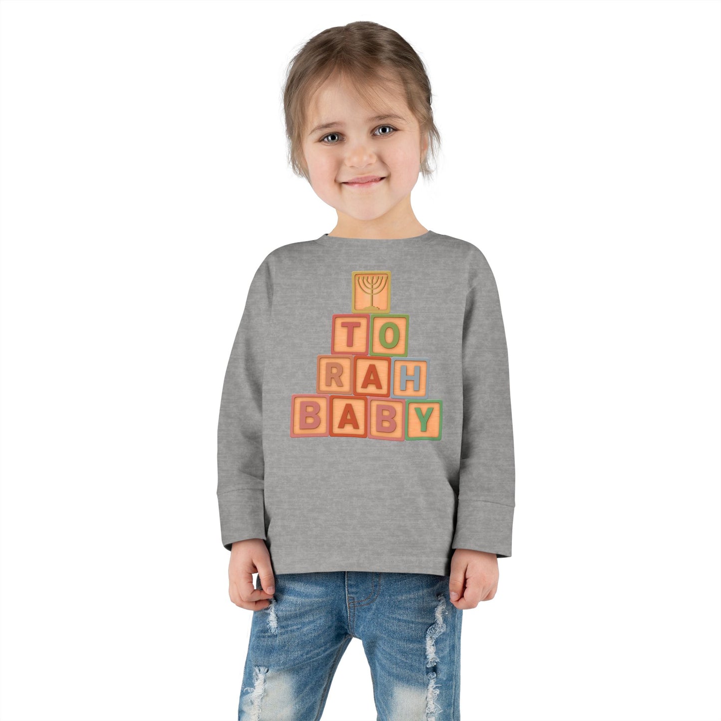 Torah Baby Menorah Blocks- Toddler Long Sleeve Tee