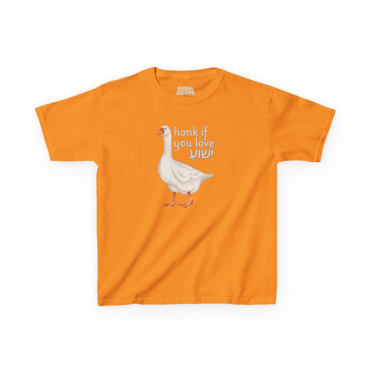 Kids Tee Honk if you Love Yeshua - Goose Print